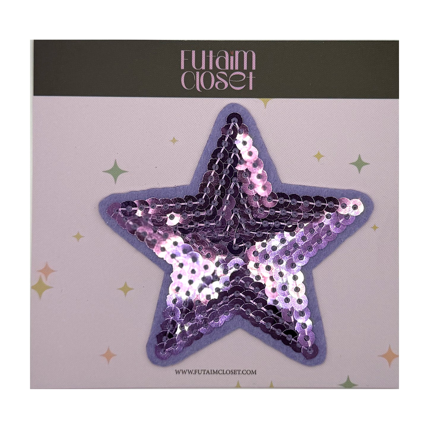 باتش نجمة بإطار بنفسجي رمادي - periwinkle bordered star patch