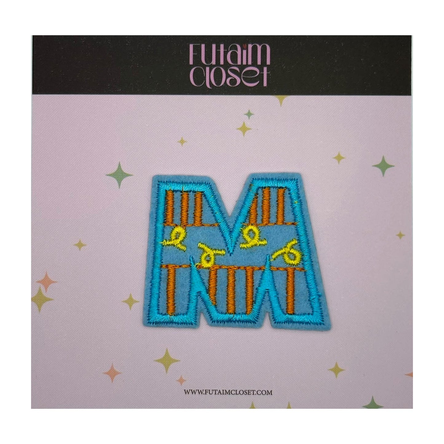 Letter M patch blue patchwork