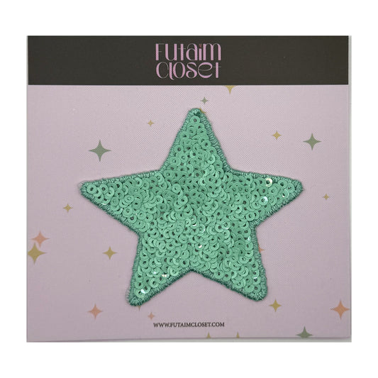 باتش نجمة نعناعية - mint sequin star patch