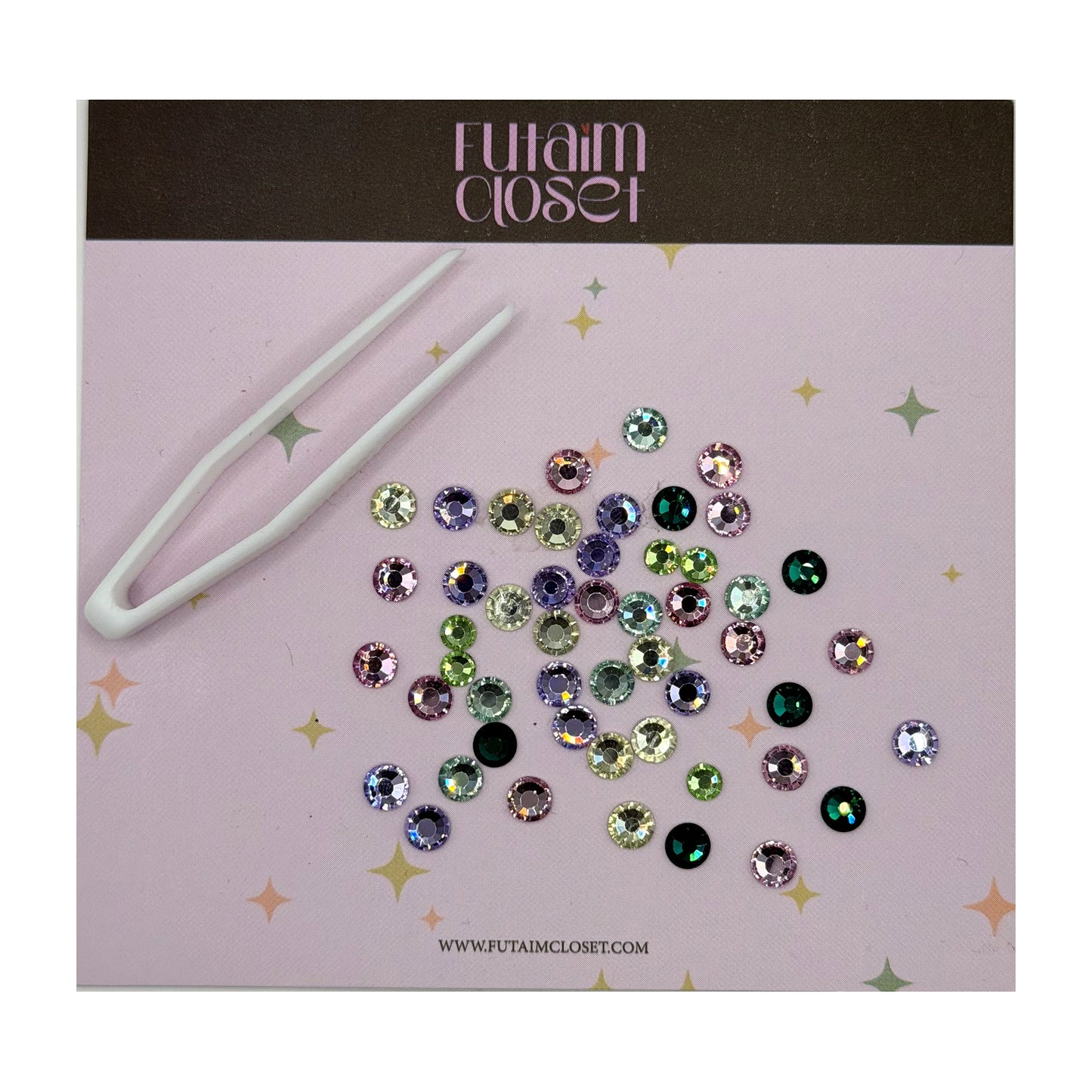 كريستالات ملونة مع ملقط - assorted pastel crystals with tweezer