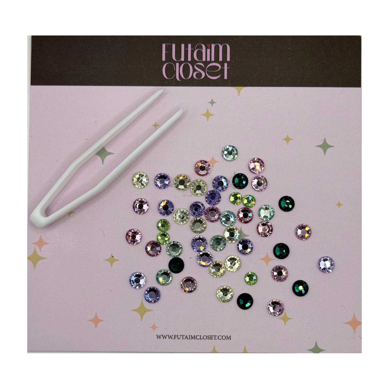 كريستالات ملونة مع ملقط - assorted pastel crystals with tweezer