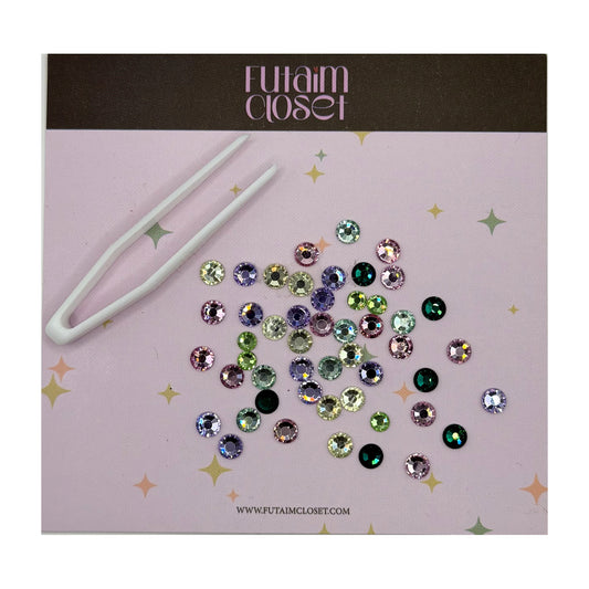 كريستالات ملونة مع ملقط - assorted pastel crystals with tweezer