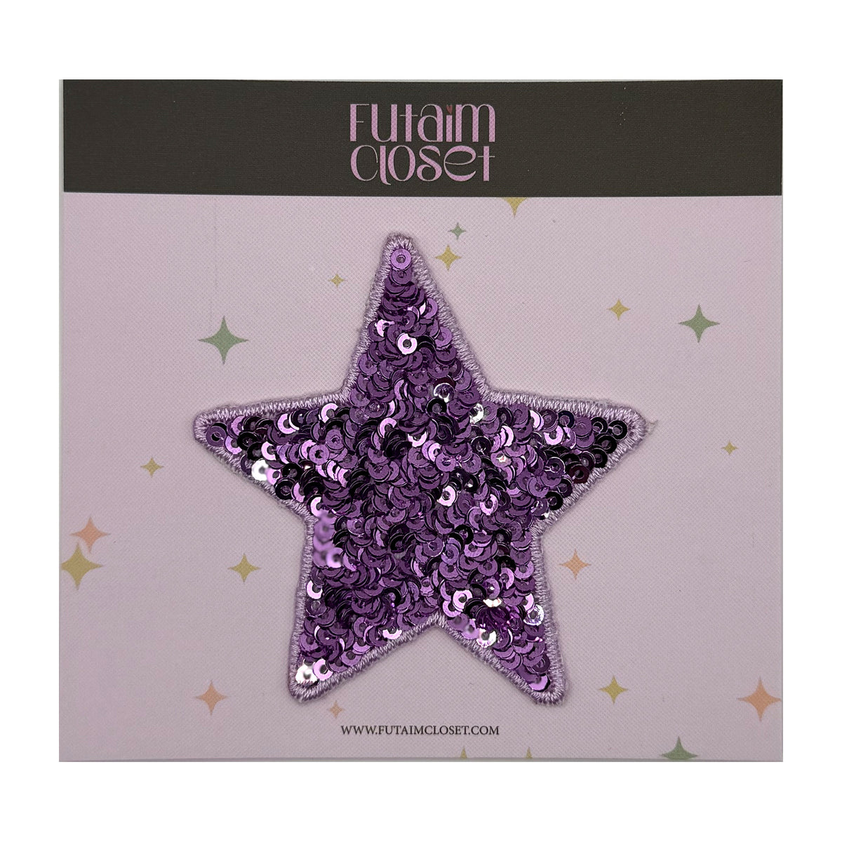 باتش نجمة بنفسجية فاتحة - lilac sequin star patch
