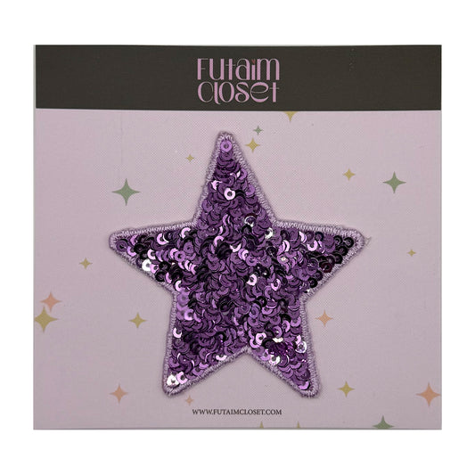 باتش نجمة بنفسجية فاتحة - lilac sequin star patch