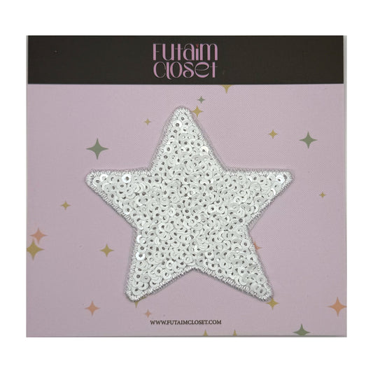 باتش نجمة فضية - silver sequin star patch