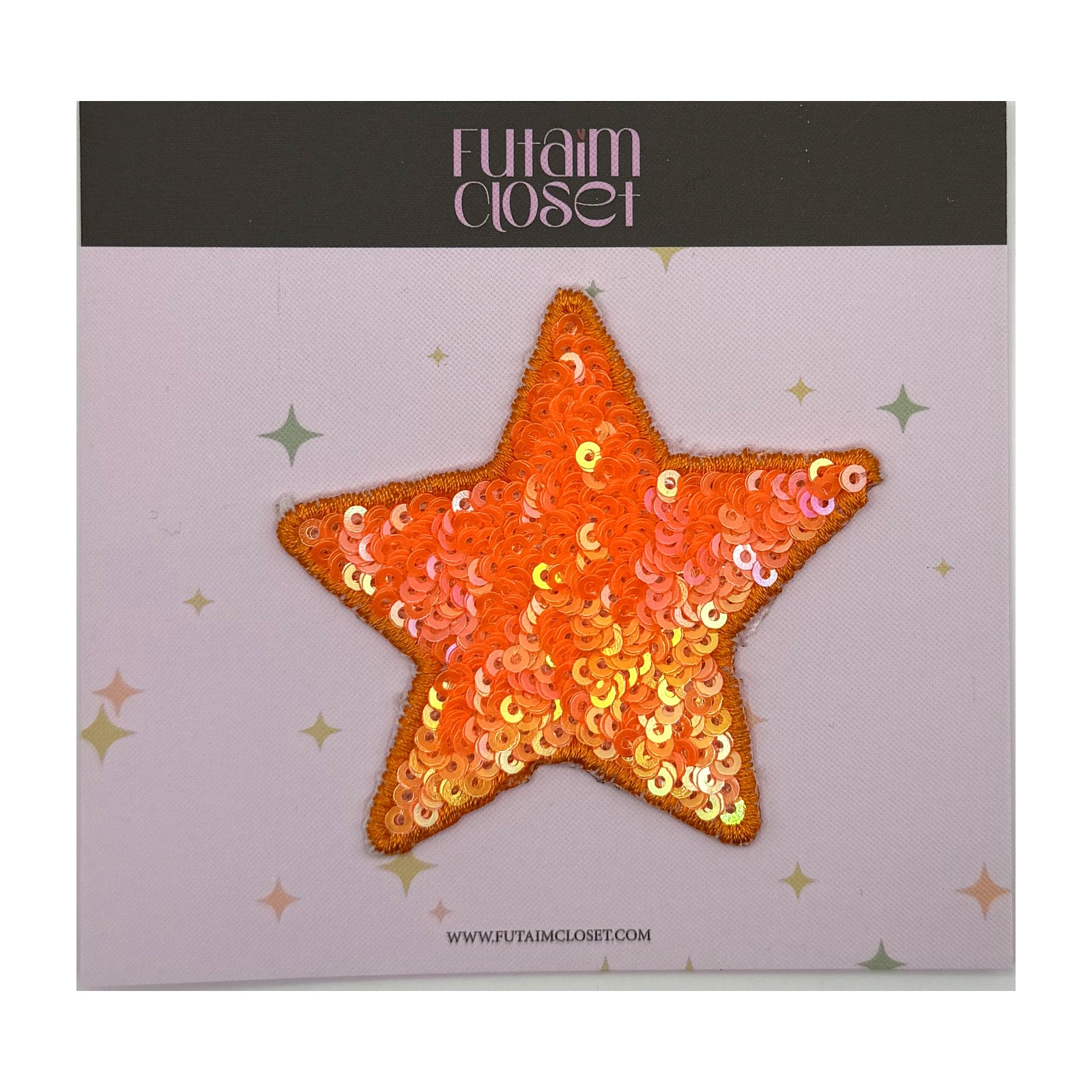 باتش نجمة برتقالية - orange sequin star patch